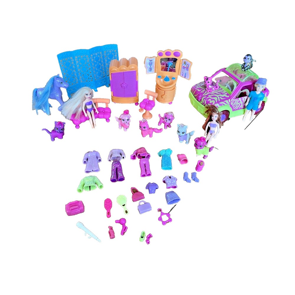 Mixed Lot 40 Pcs Polly Pocket Glitz And Glam Pet Spa Furniture Friends Pets‎ Car